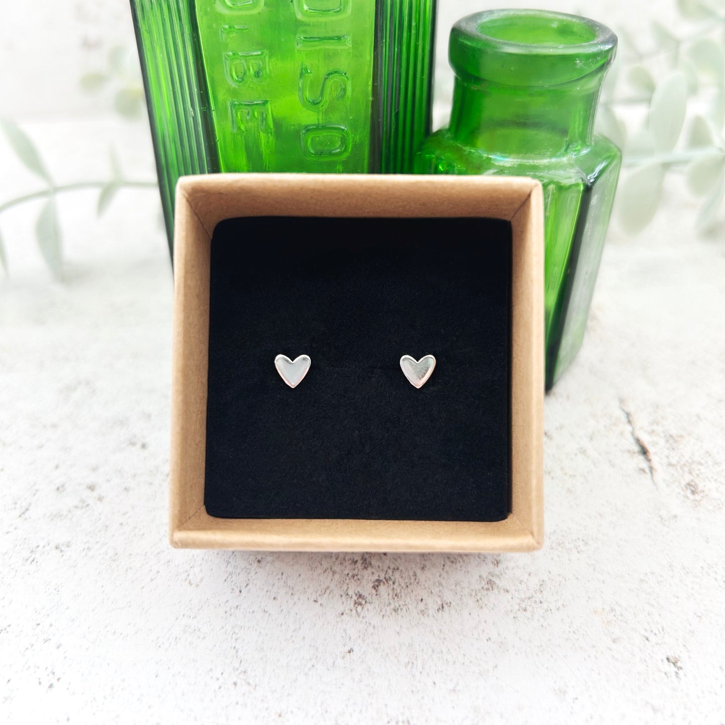 Sterling silver heart studs