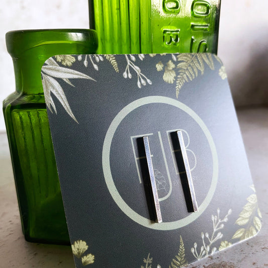 Sterling Silver Long Vertical Bar Studs