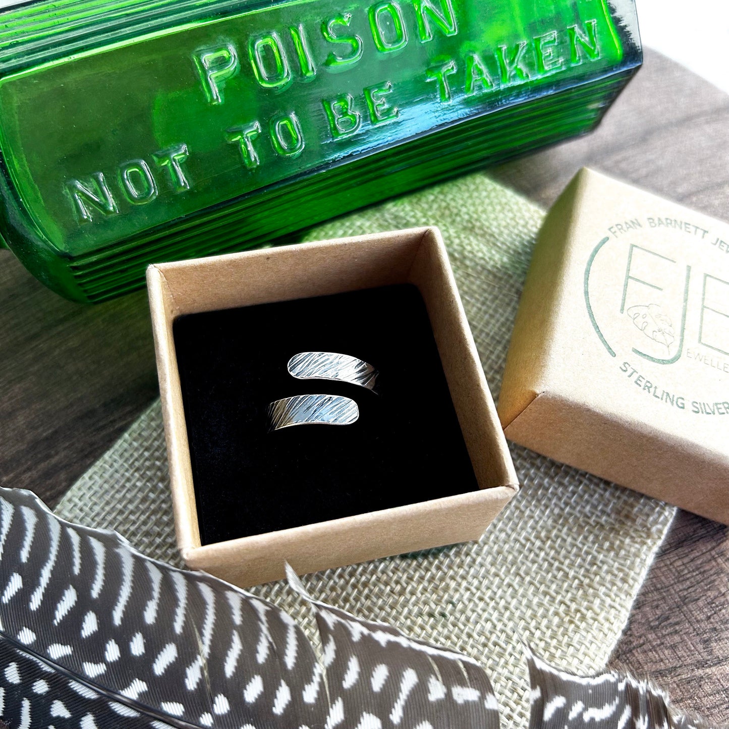 Sterling silver wrap ring ~ silver birch