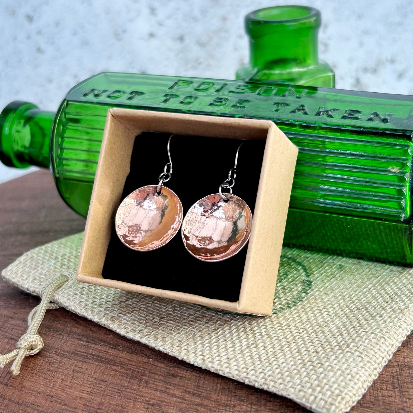 Copper Dome Dangle Earrings