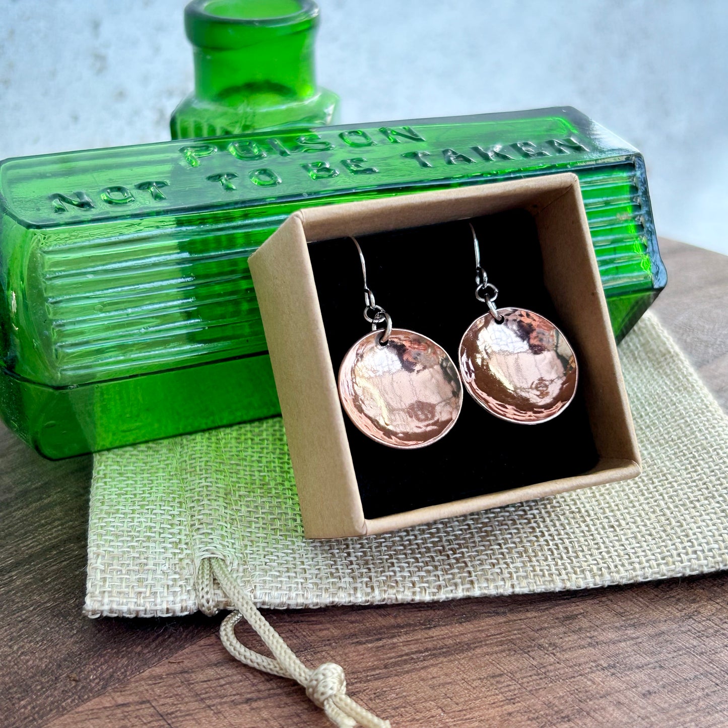 Copper Dome Dangle Earrings