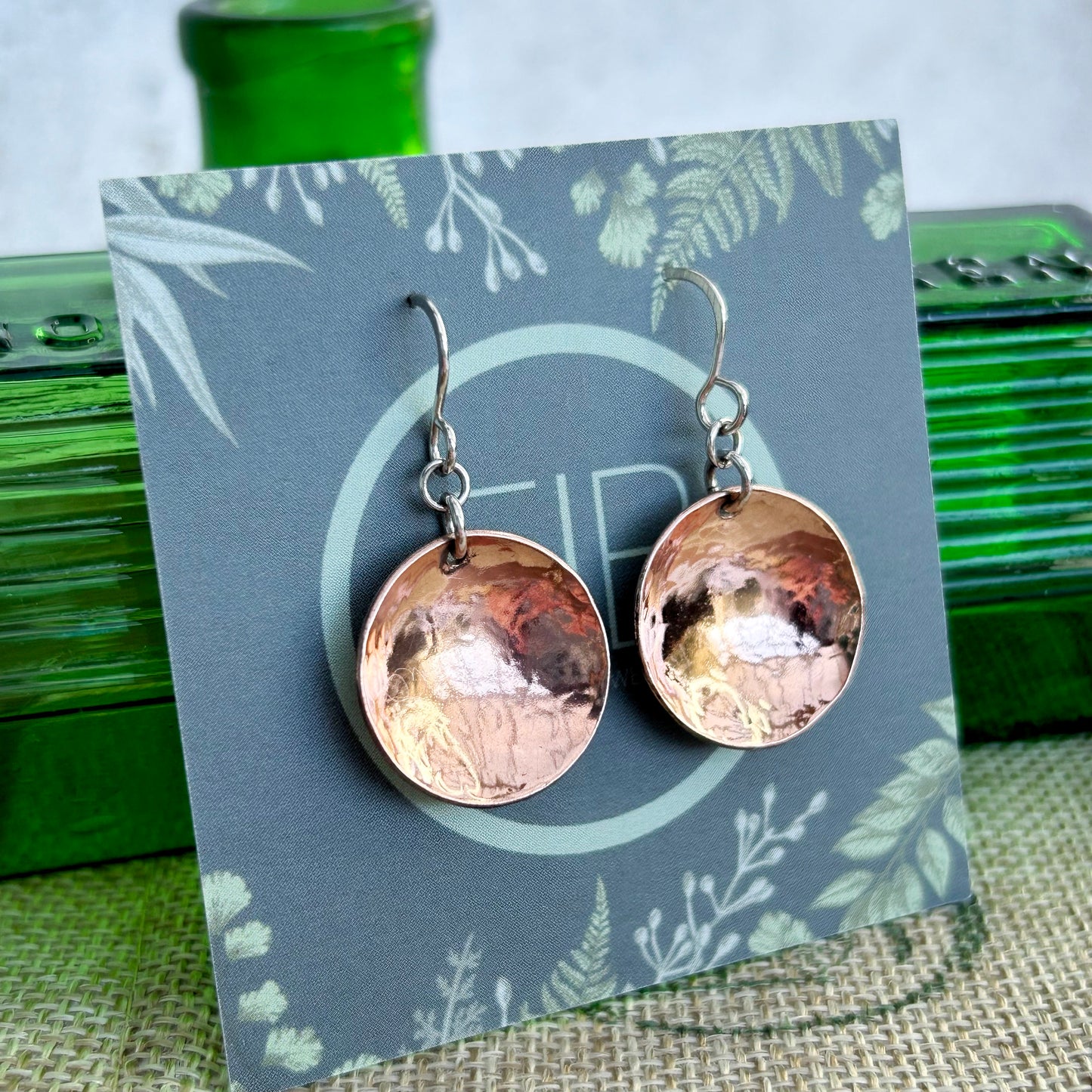 Copper Dome Dangle Earrings