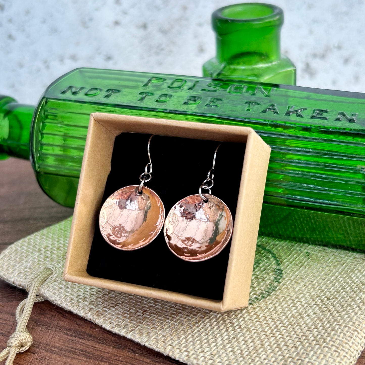 Copper Dome Dangle Earrings