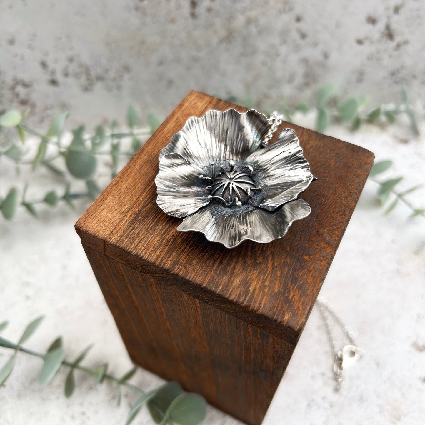 Sterling Silver Poppy Pendant