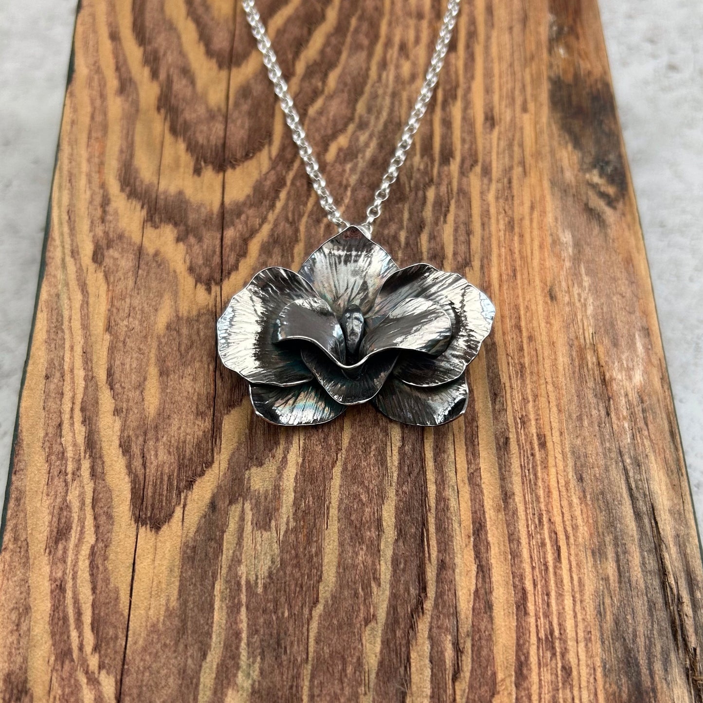 Sterling silver orchid pendant