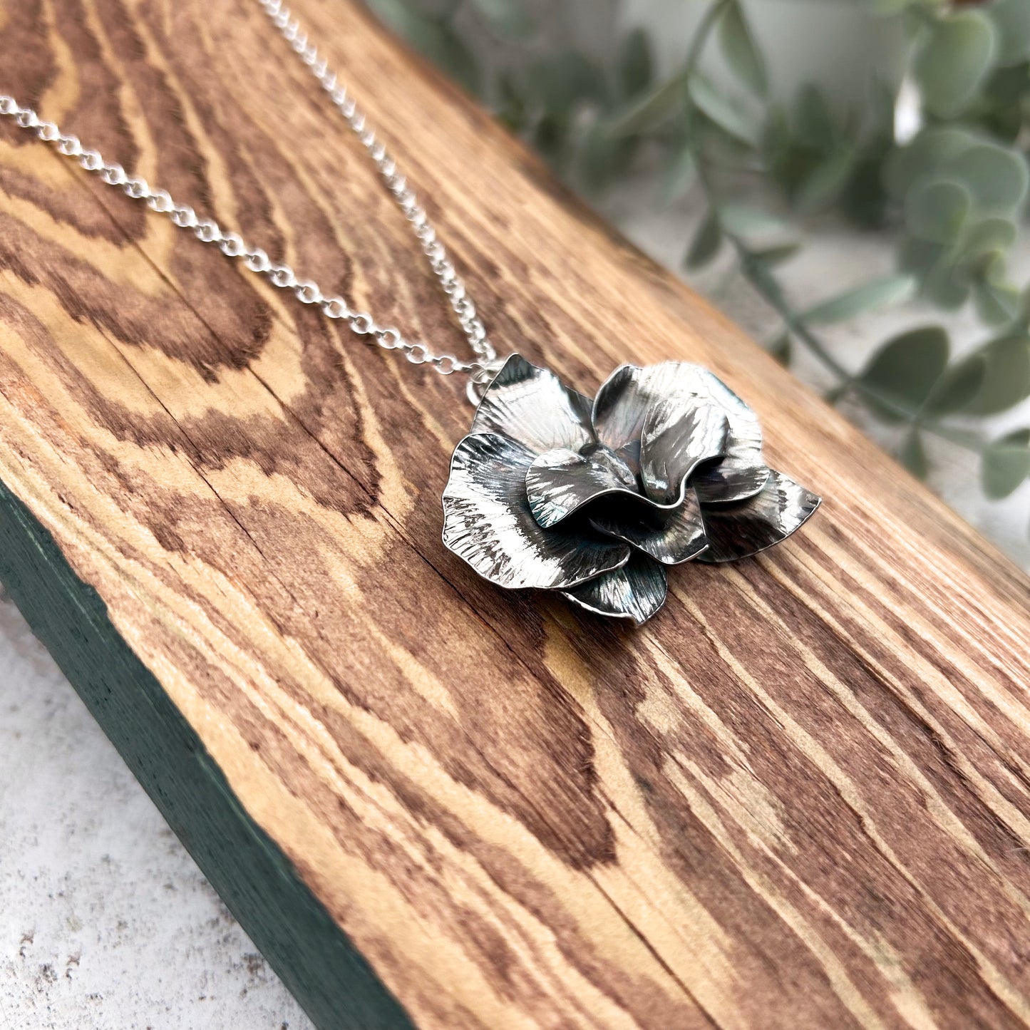 Sterling silver orchid pendant