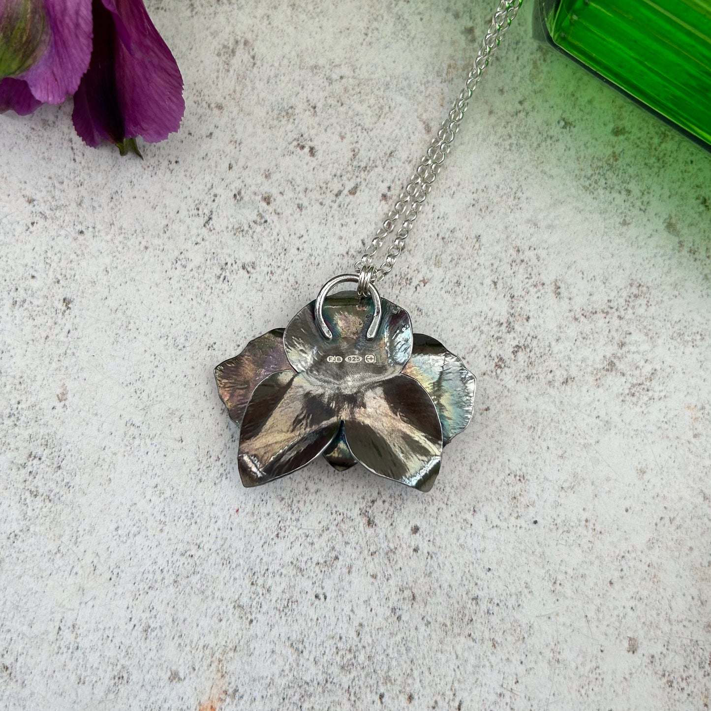 Sterling silver orchid pendant