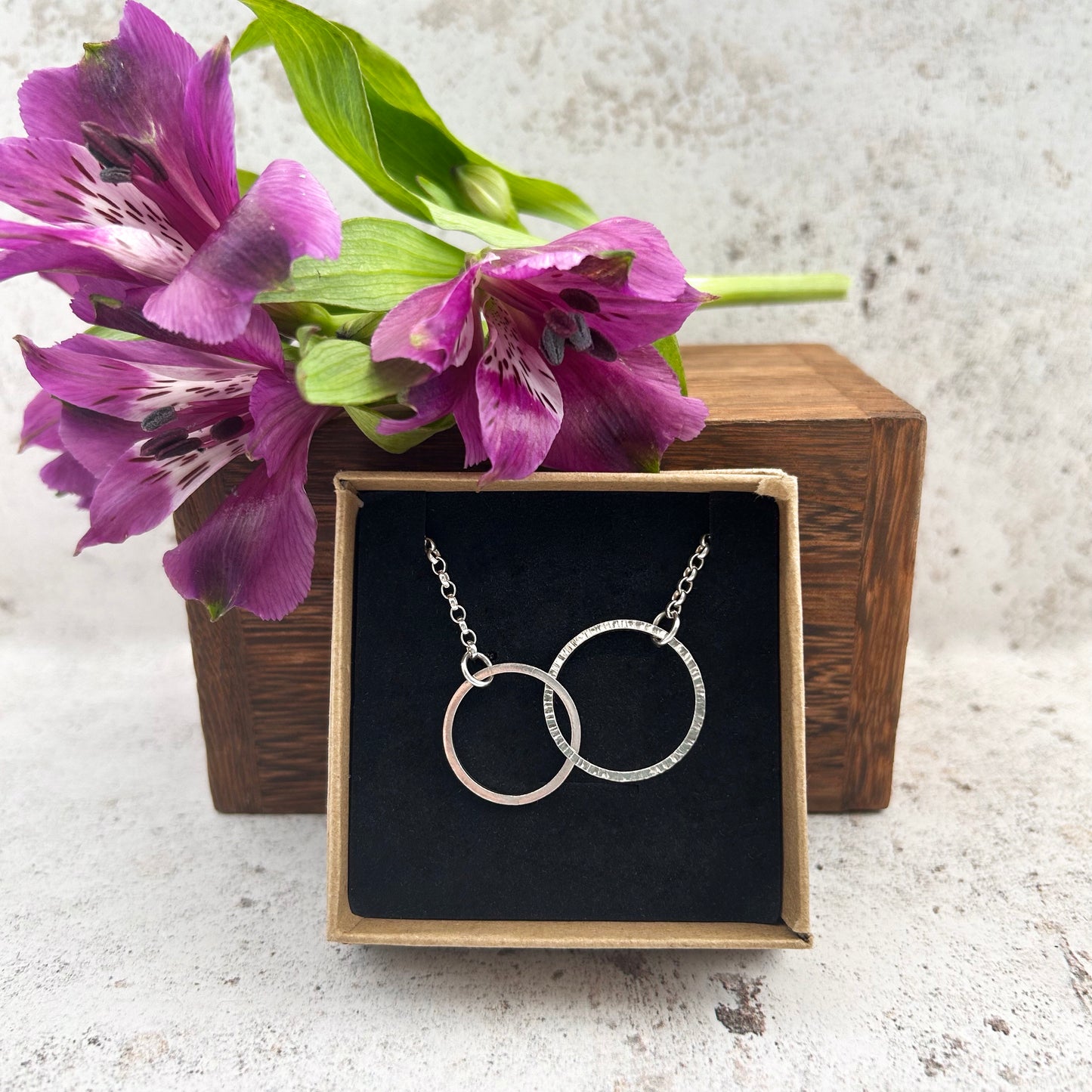 Stering silver linked hoop necklace