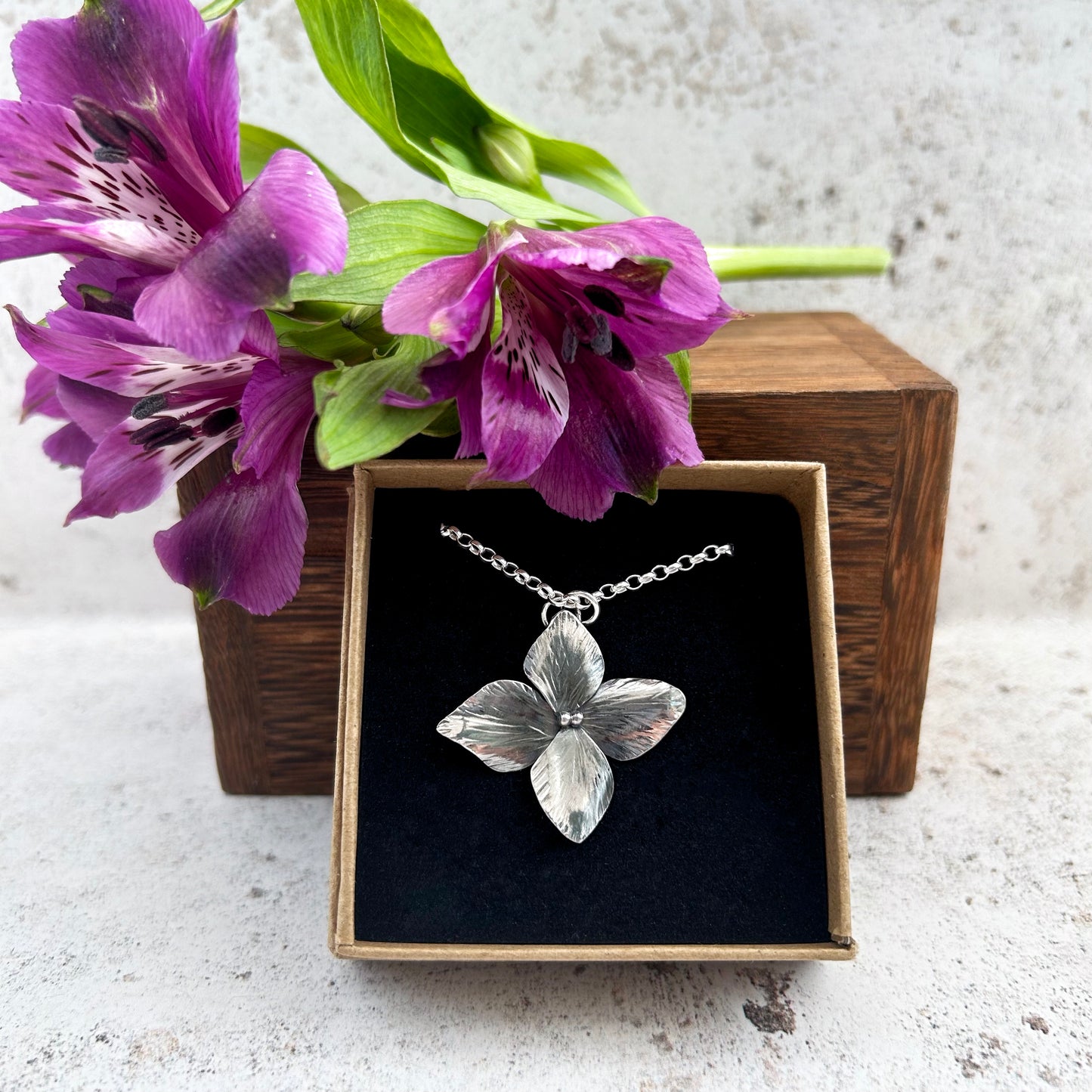 Sterling silver hydrangea pendant