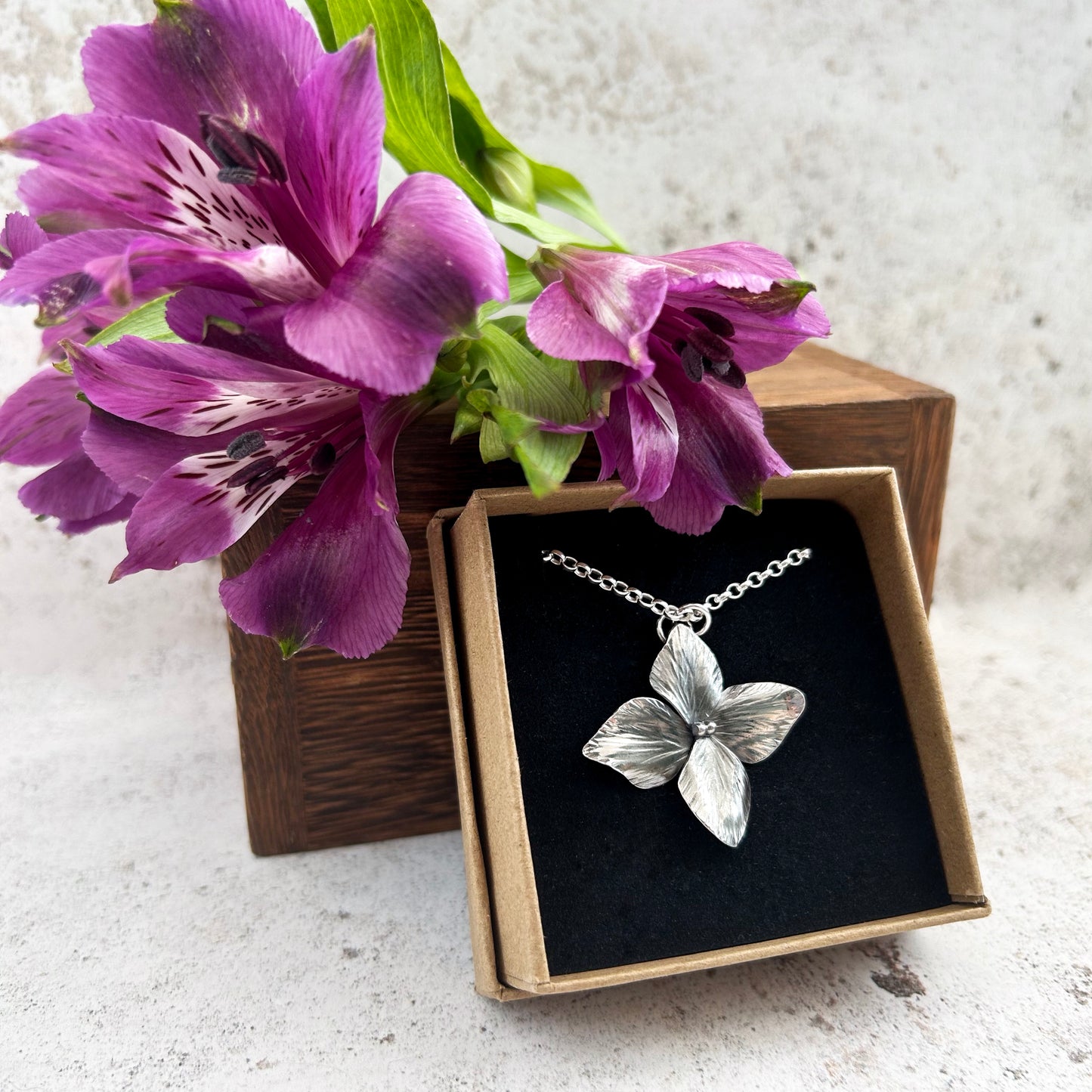 Sterling silver hydrangea pendant