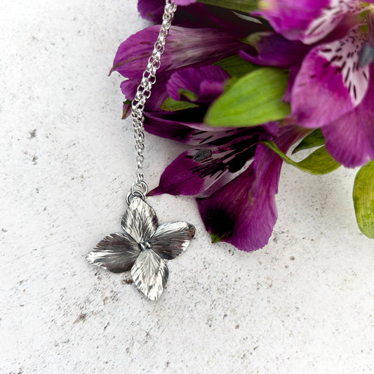 Sterling silver hydrangea pendant