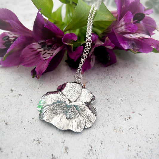 Sterling silver pansy pendant