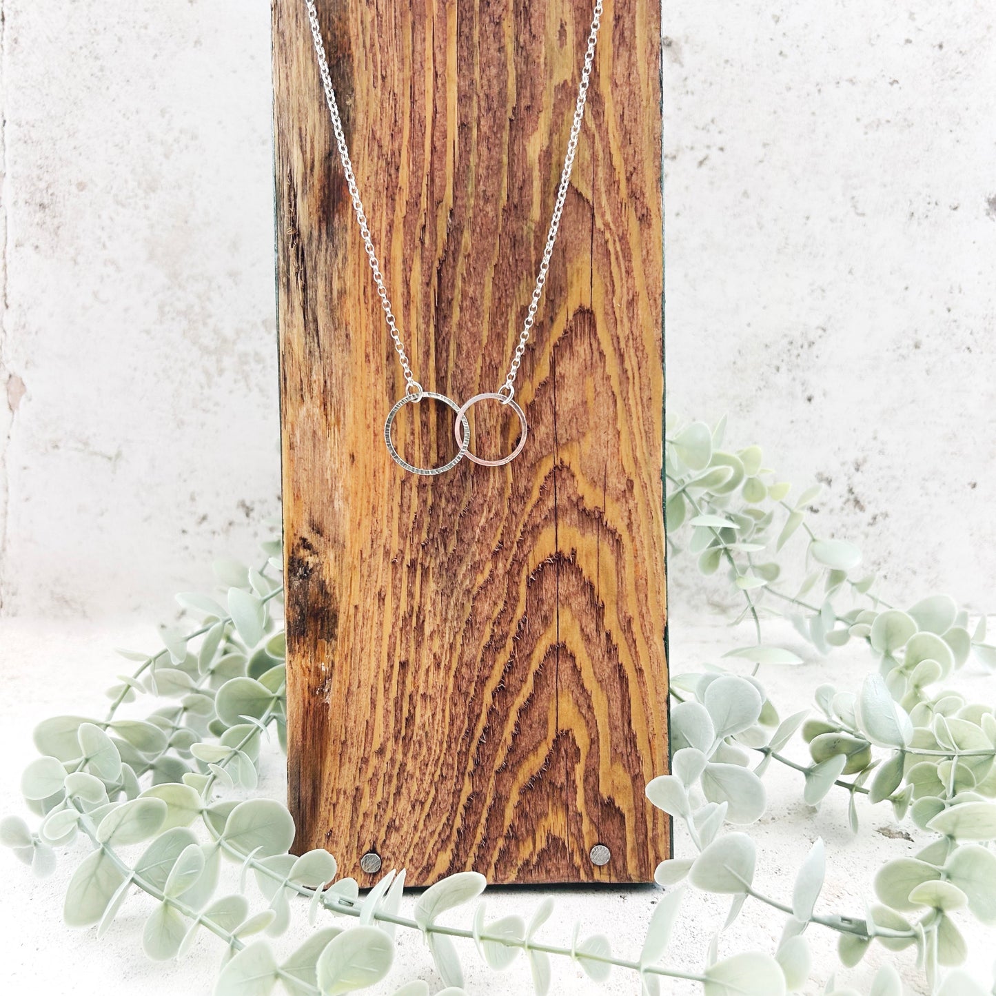 Stering silver linked hoop necklace