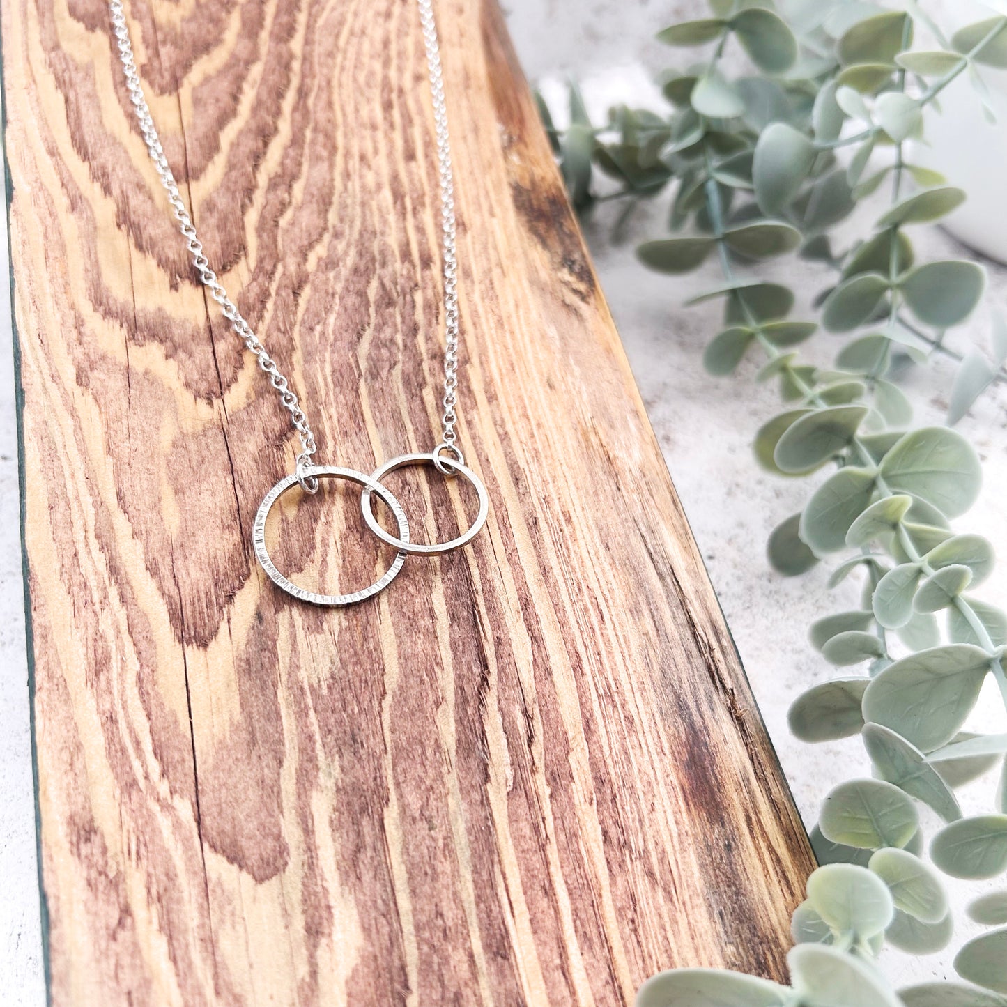 Stering silver linked hoop necklace