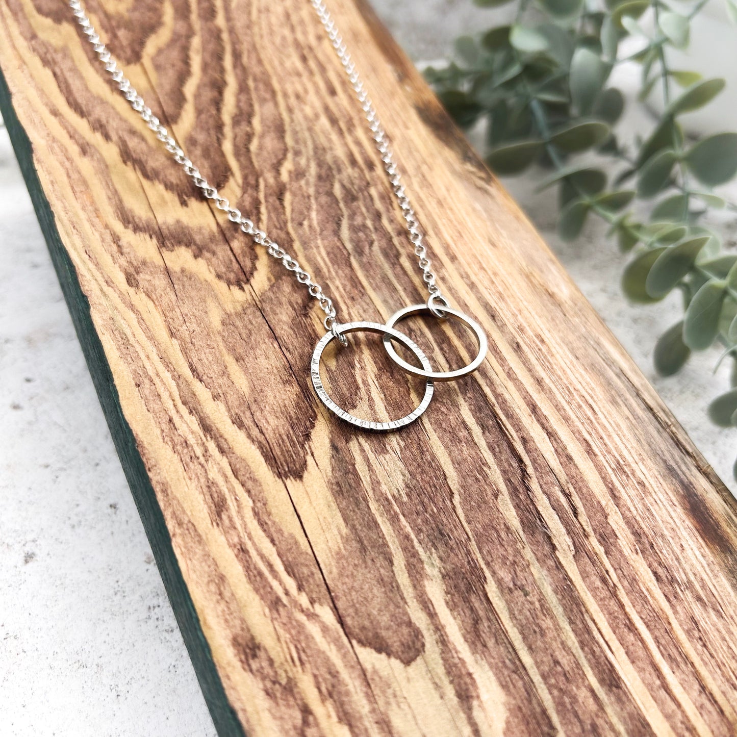 Stering silver linked hoop necklace