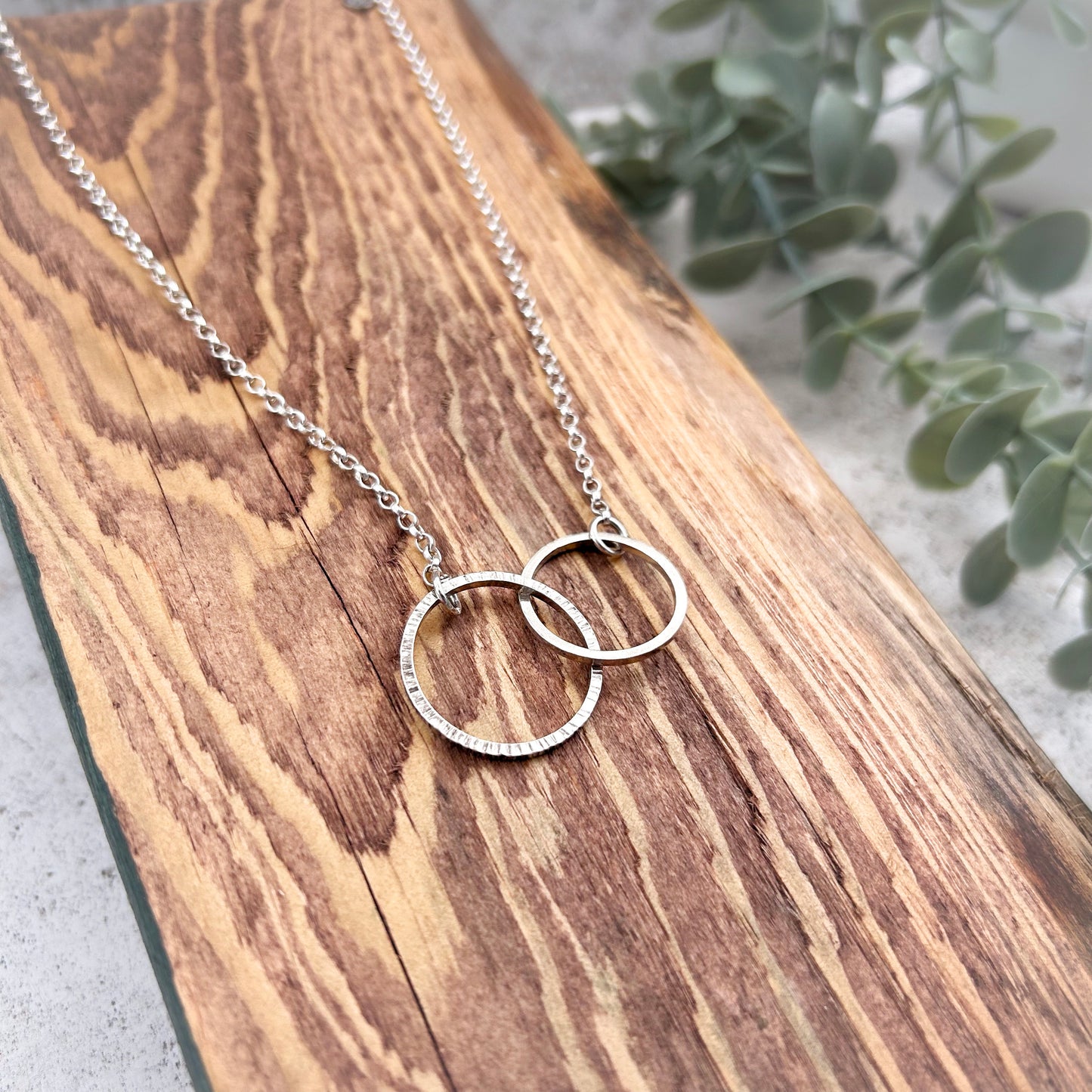 Stering silver linked hoop necklace