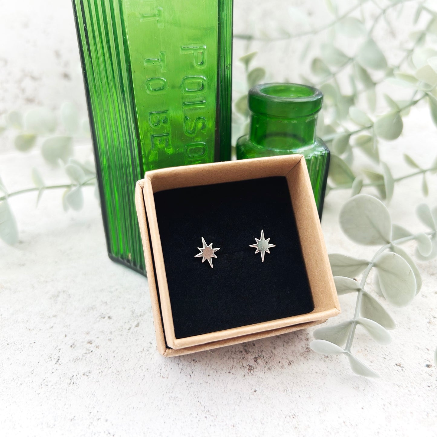 Sterling silver starburst earrings