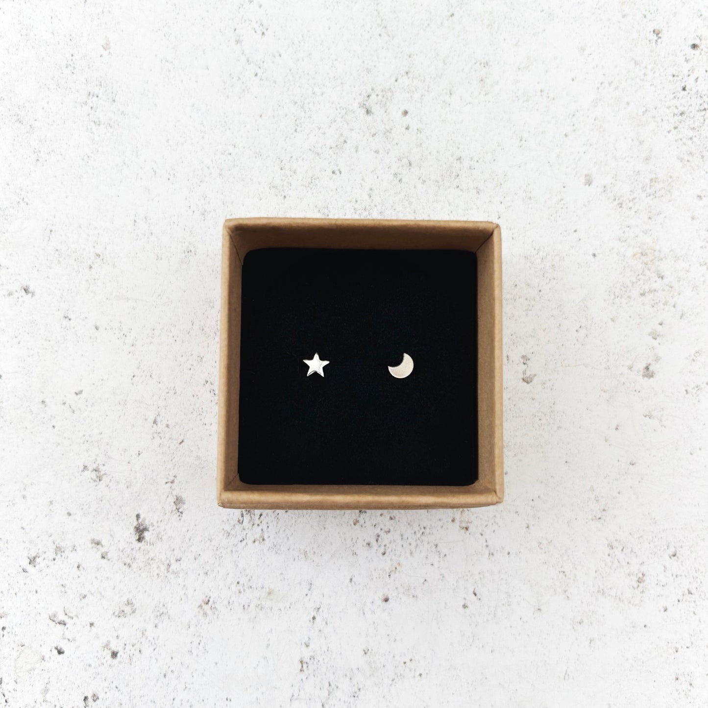 Sterling silver moon and star studs