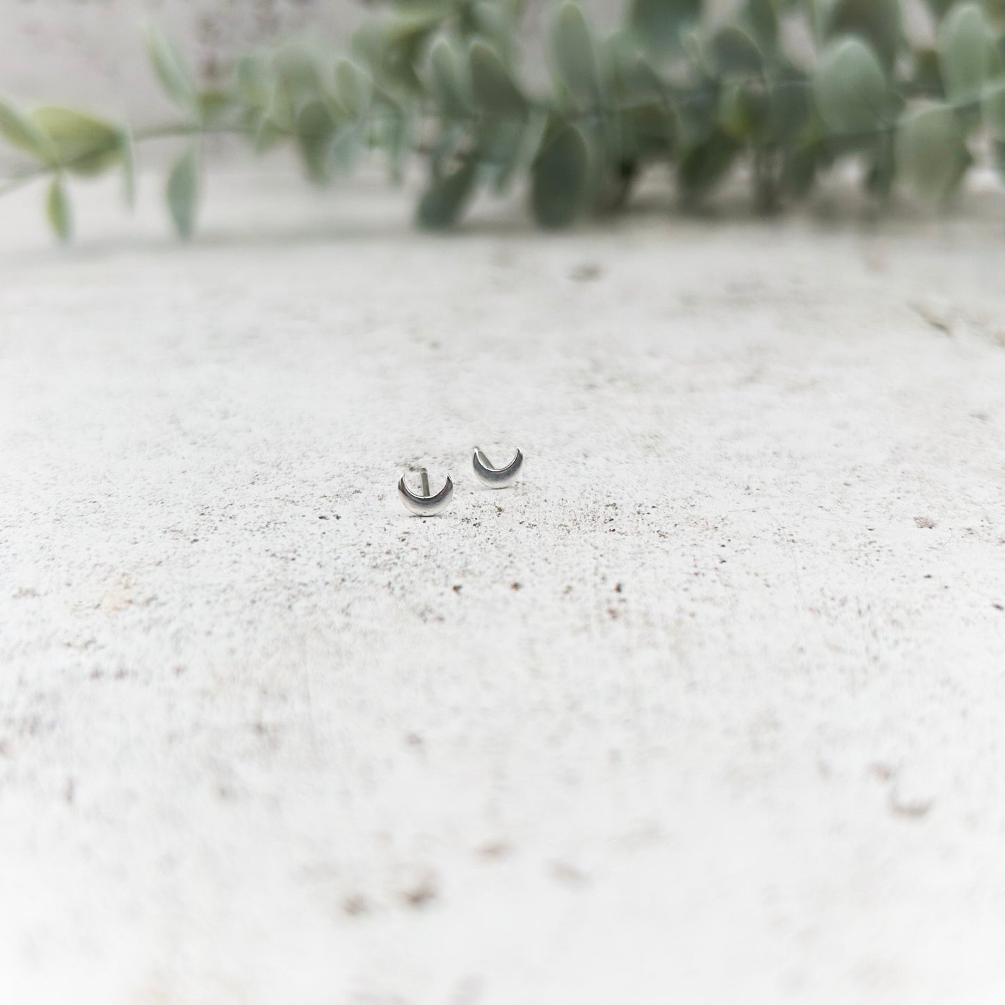 Sterling silver slim crescent moon earrings