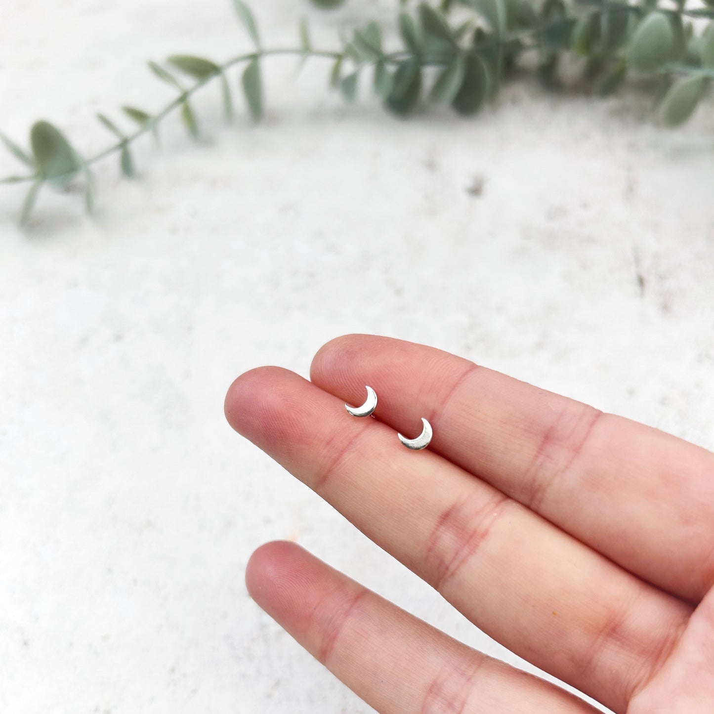 Sterling silver slim crescent moon earrings