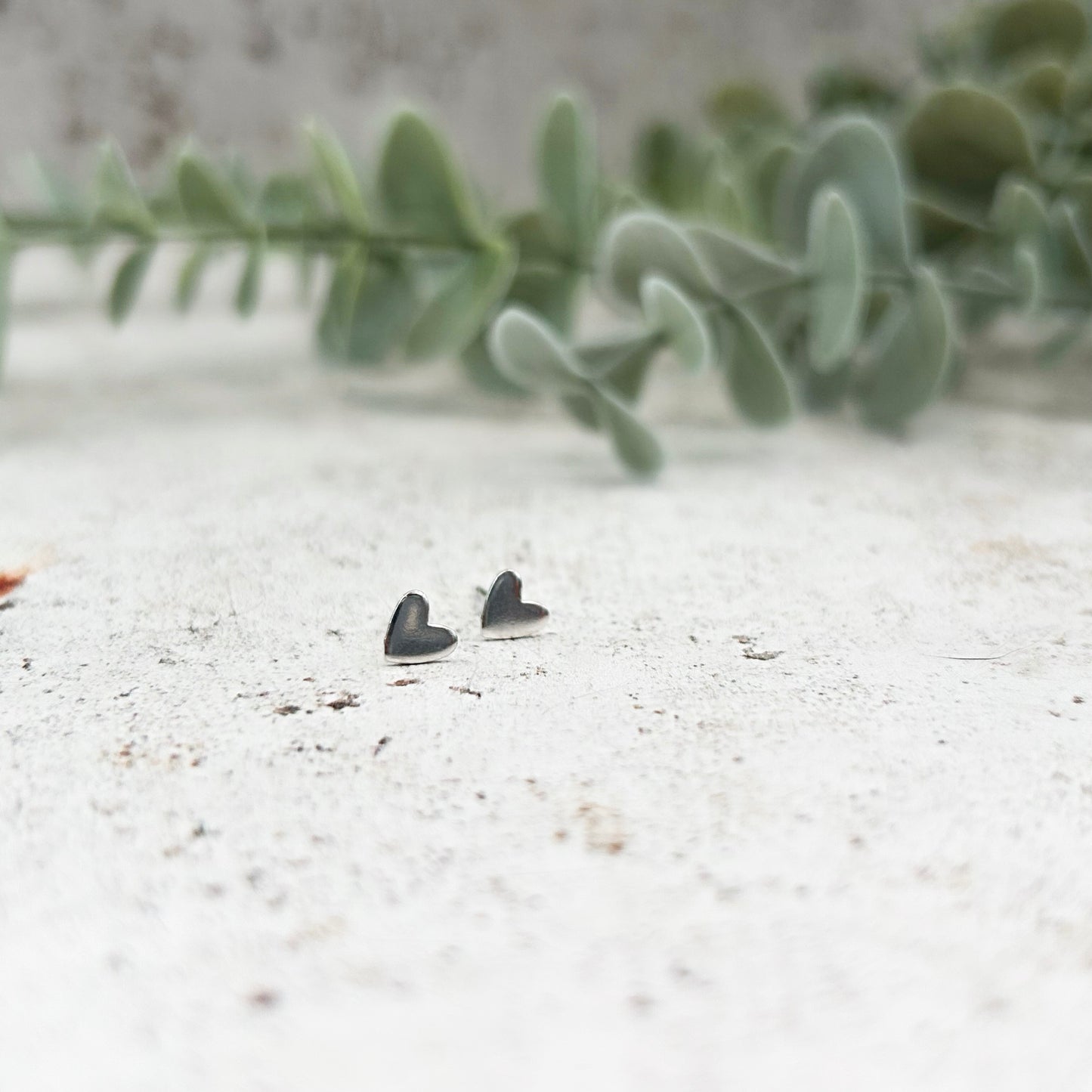 Sterling silver heart studs