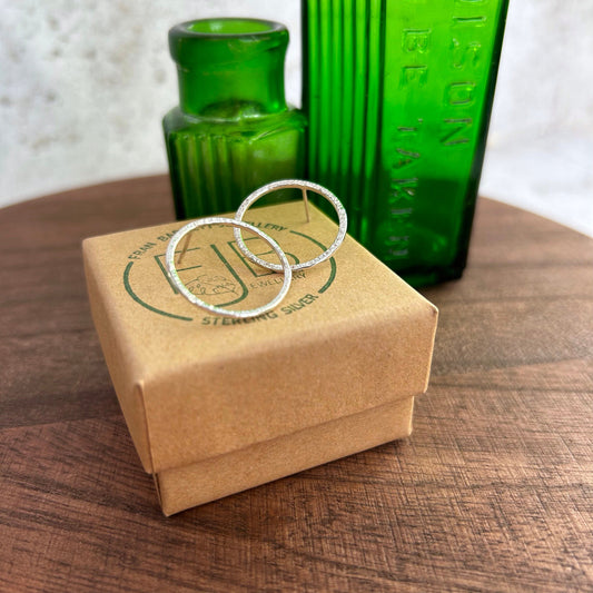 Sterling silver textured circle earrings