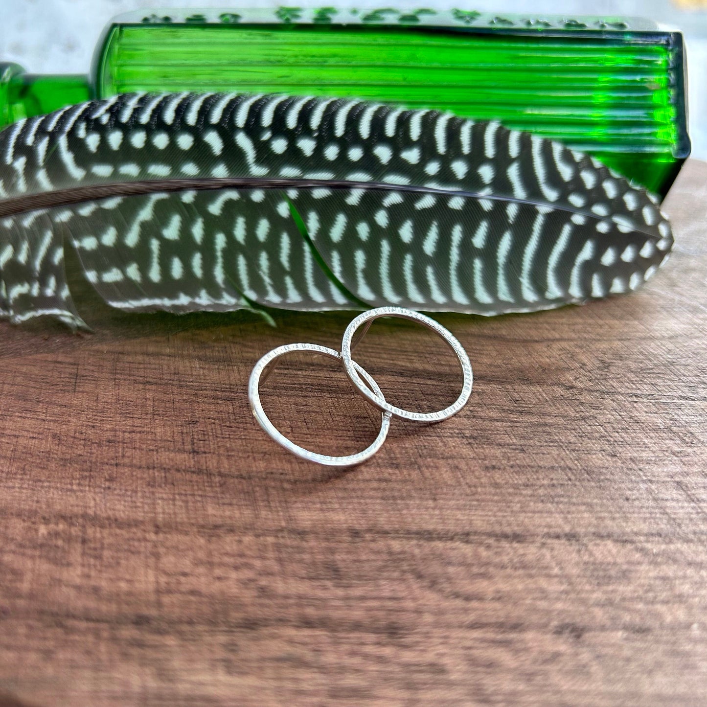 Sterling silver textured circle earrings